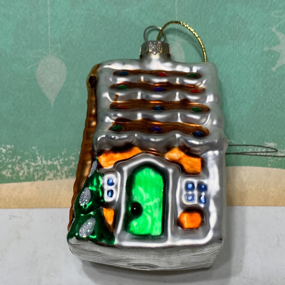 Gingerbread house Glass ornament vintage